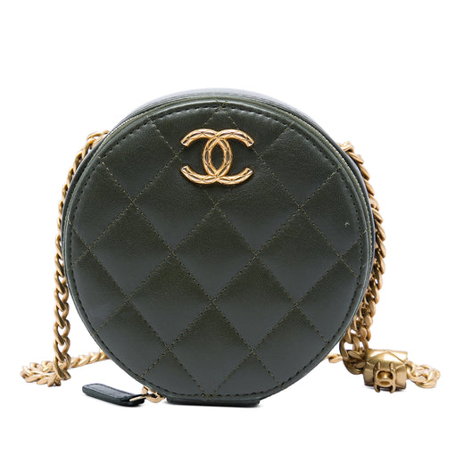 CC Quilted Lambskin Round Clutch with Chain - Image 1