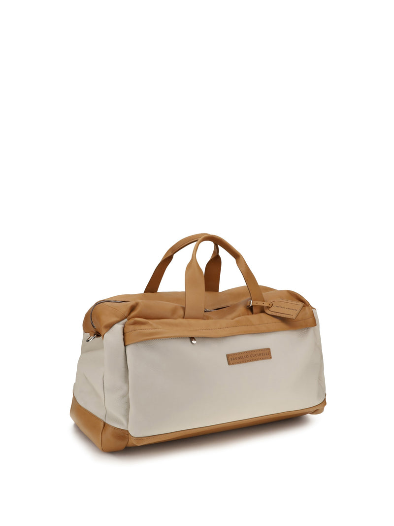 Brunello Cucinelli Active Travel Top Handle Bag — Beige Calf Leather Bos Taurus