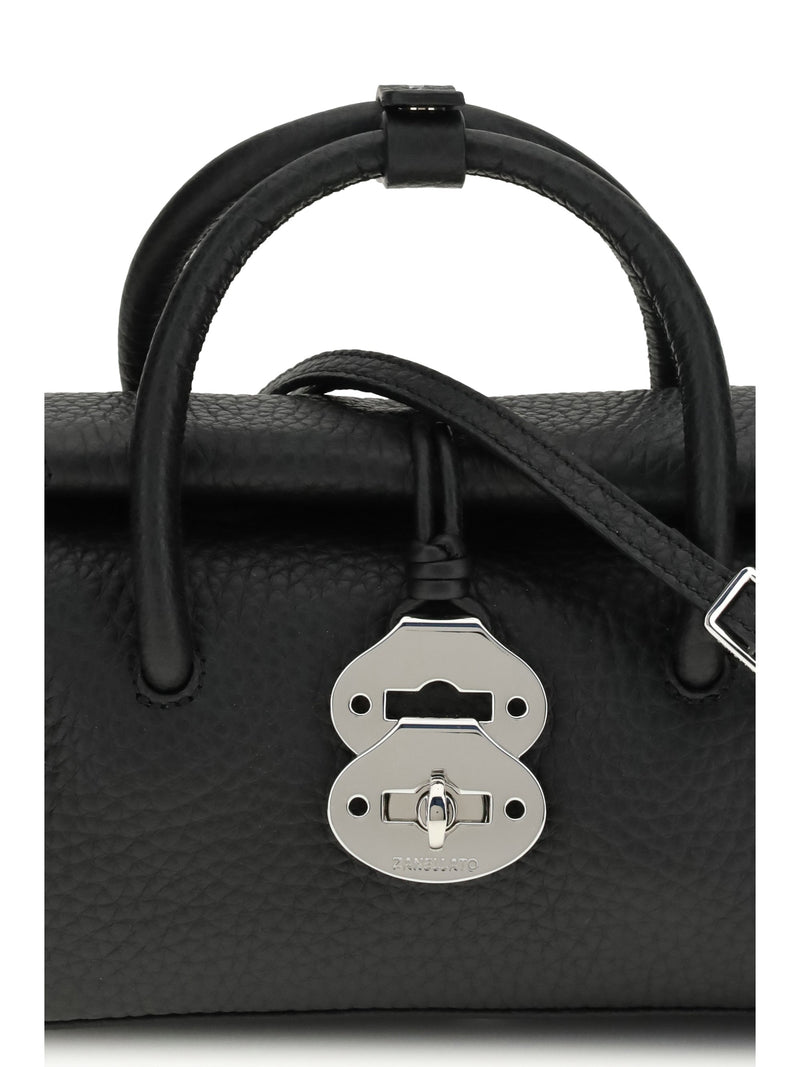 Zanellato Dotta Centauro Baby Top Handle Bag — Black Calf Leather Bos Taurus