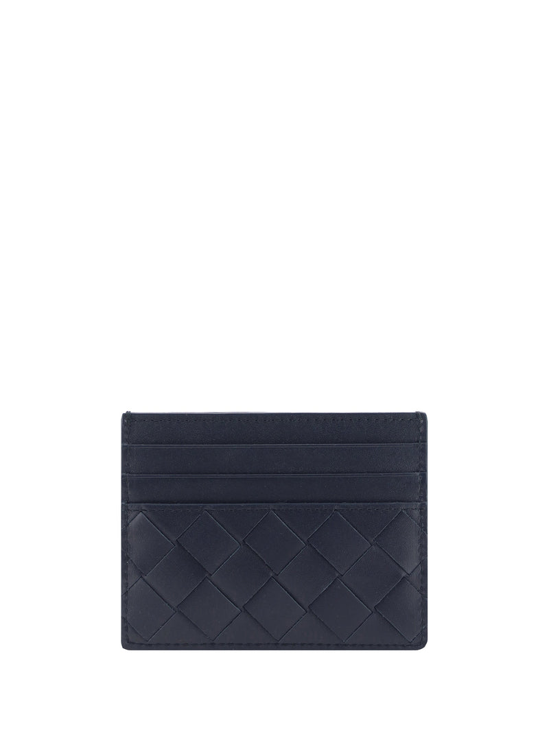 Bottega Veneta Intrecciato Woven Leather Card Case — Gray Calf Cases