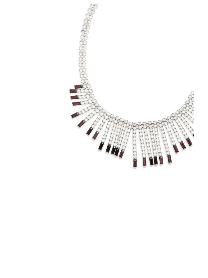 Alessandra Rich Crystal Fringe Necklace — Purple Metal Necklaces