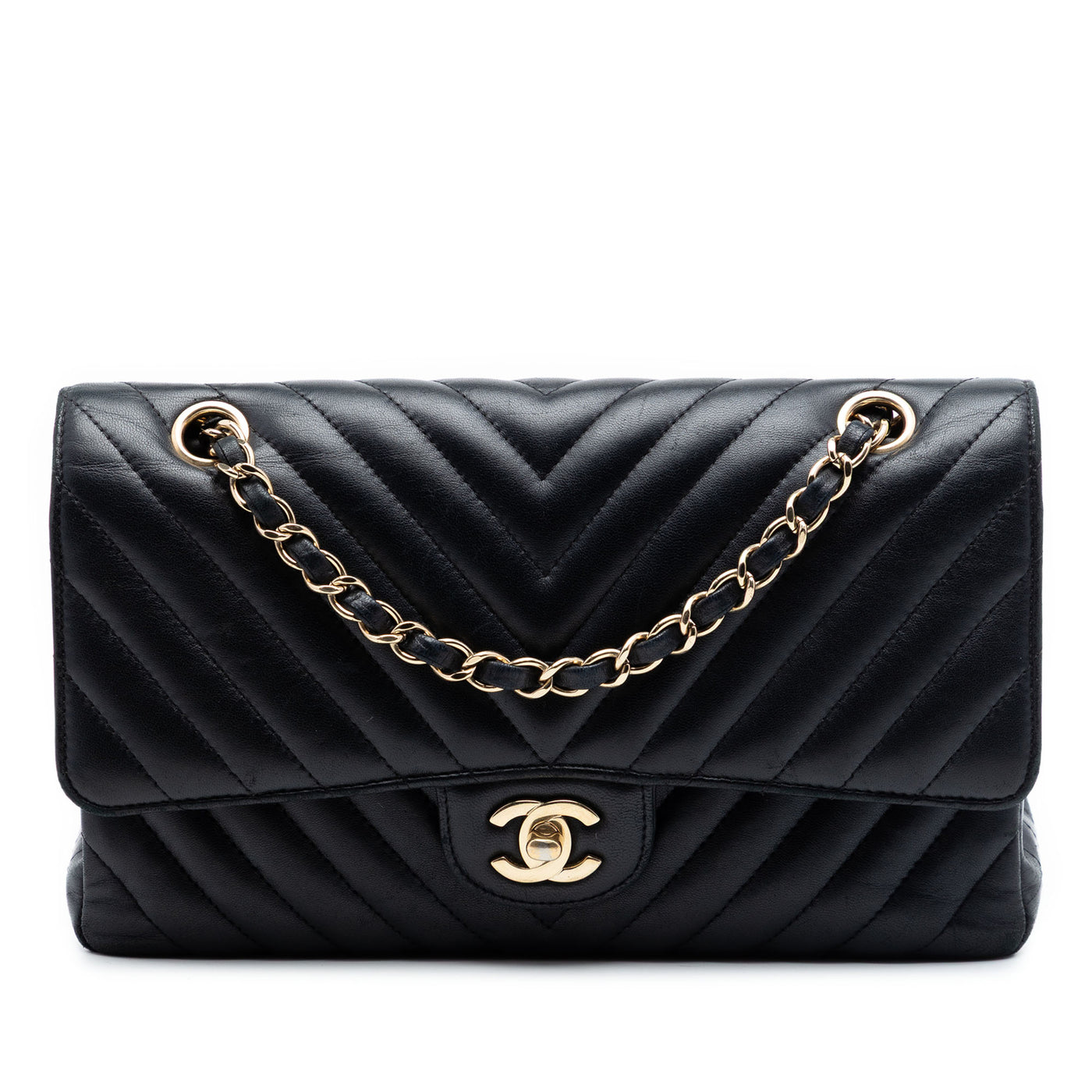 Medium Classic Chevron Lambskin Double Flap - Image 1