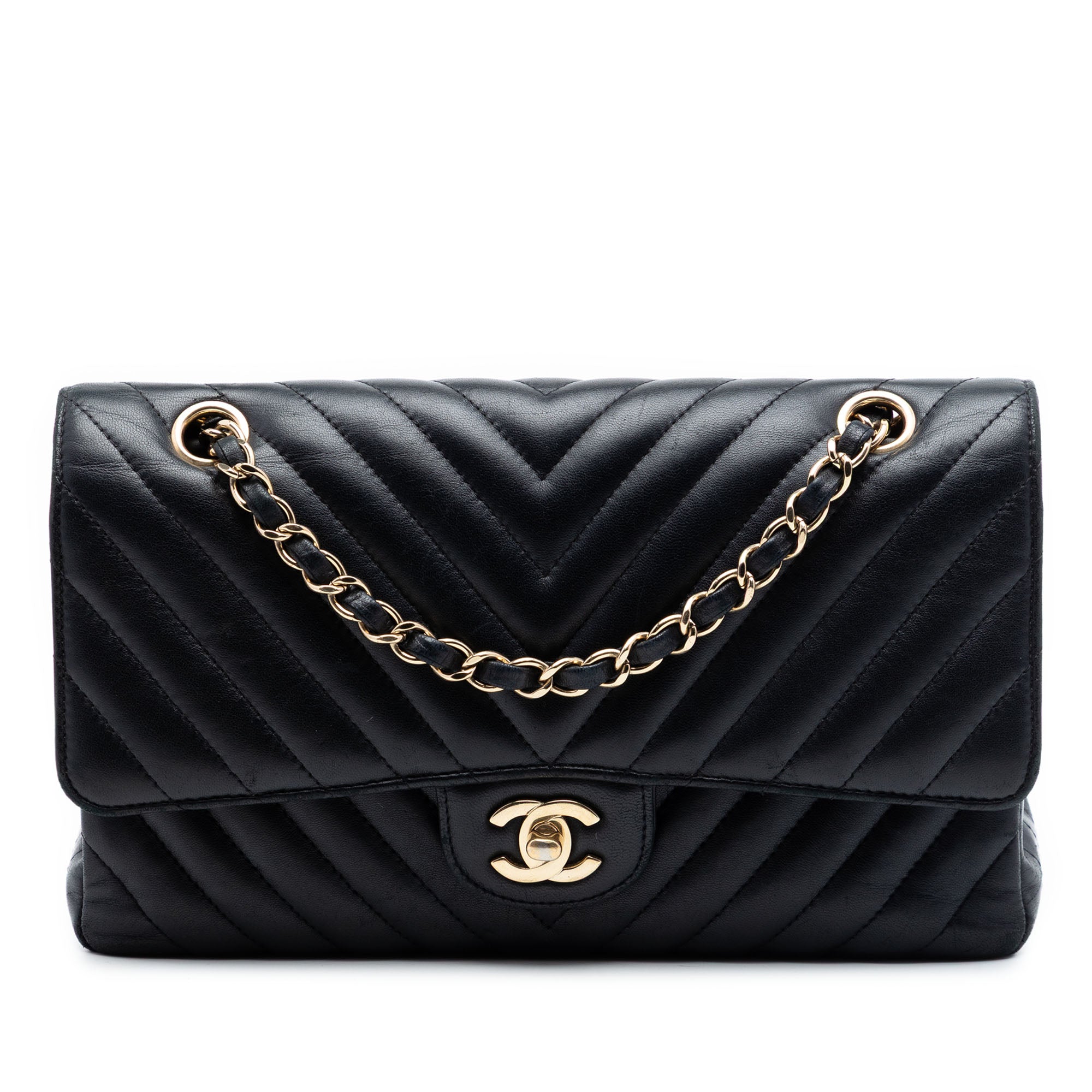 Medium Classic Chevron Lambskin Double Flap - Image 1