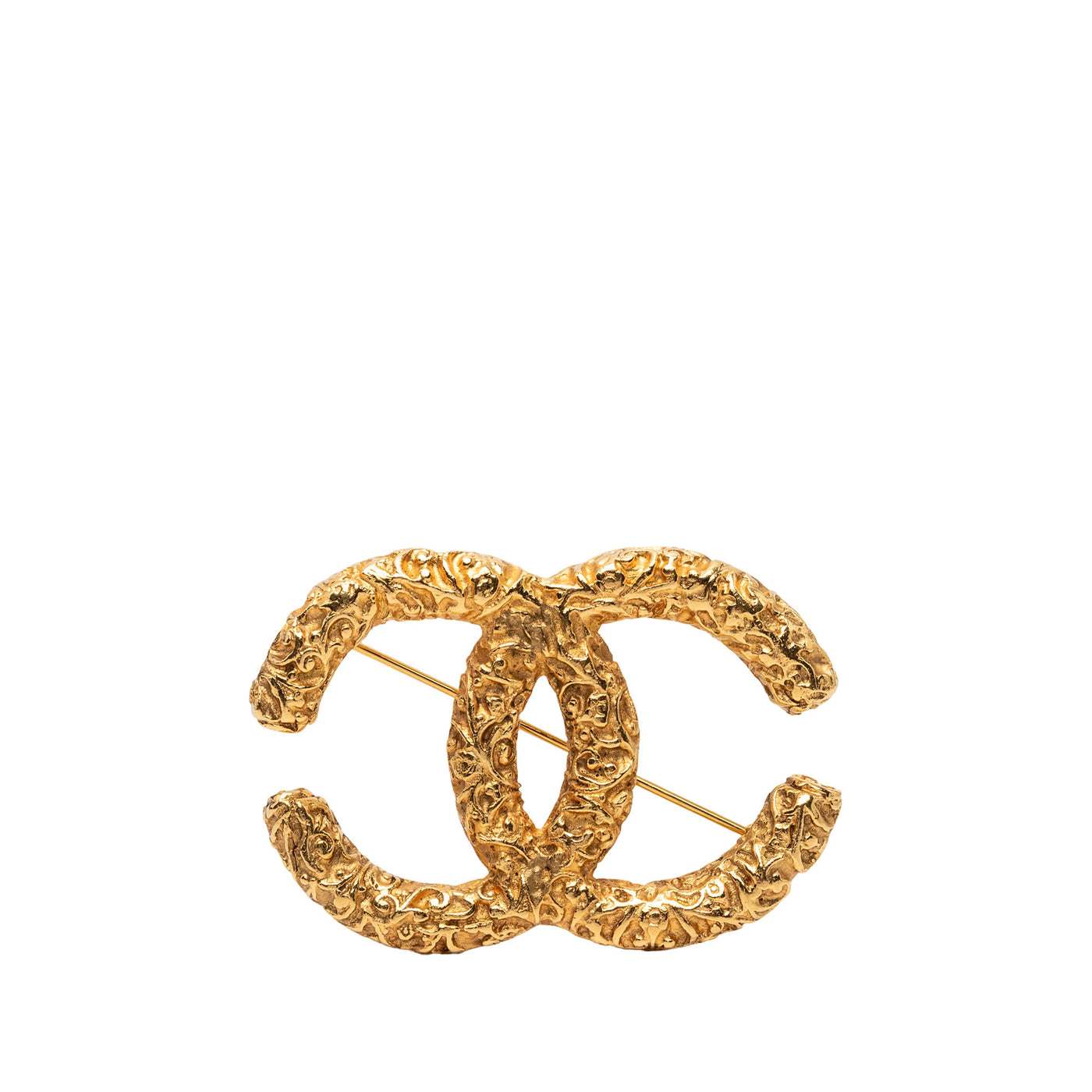 CC Gold Plated Baroque Embossed Brooch - Image 1