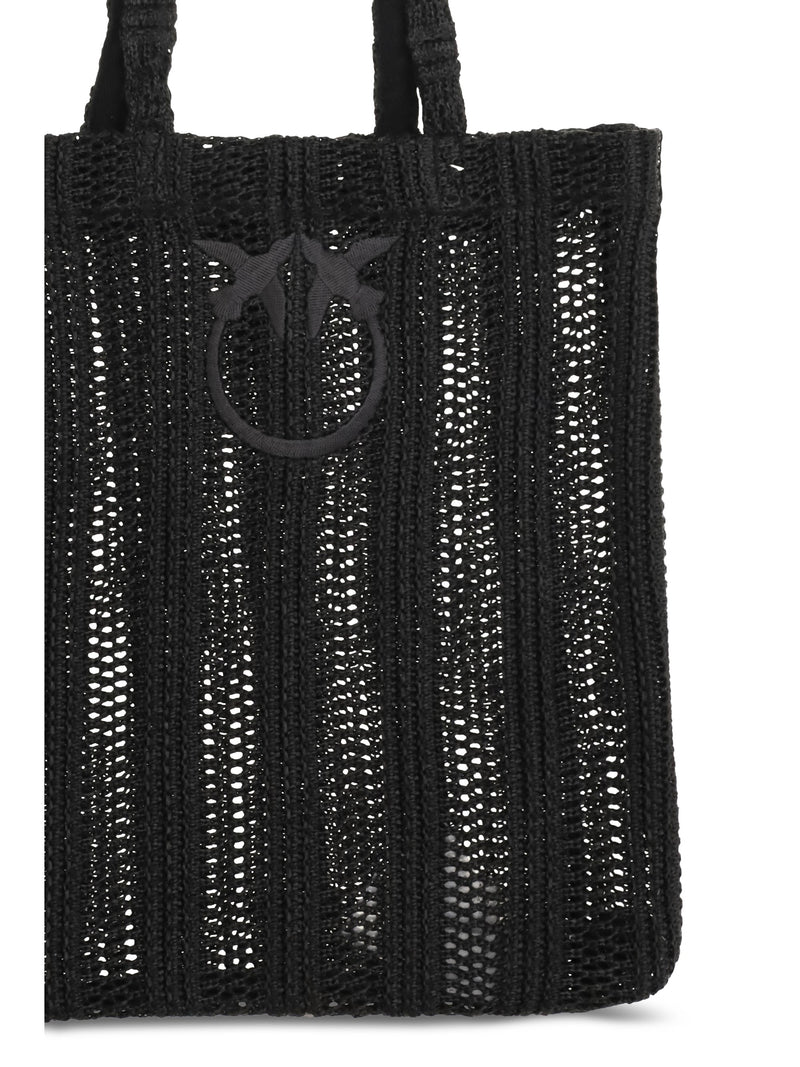 Pinko Easy Tote Bag — Black Raffia