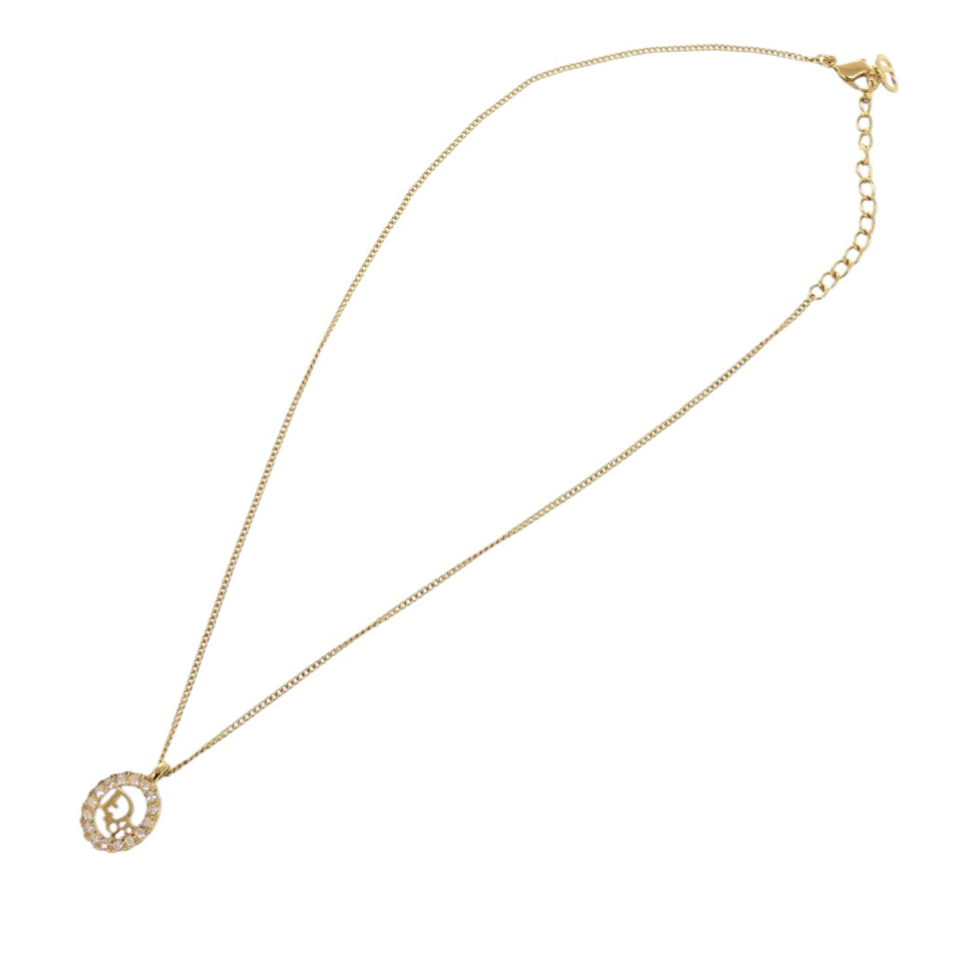 Gold Plated Logo Rhinestones Pendant Necklace - Image 1