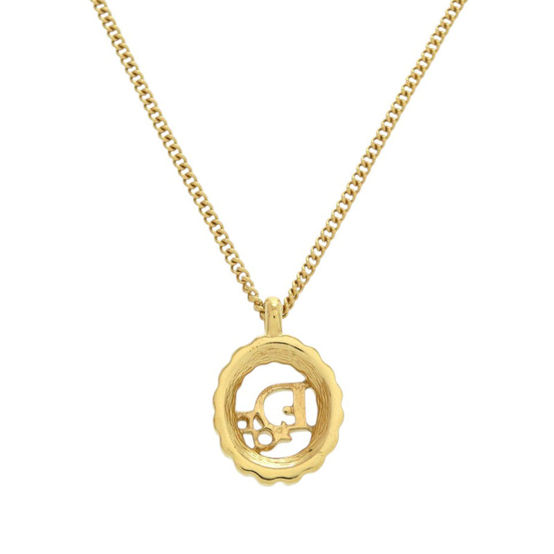 Gold Plated Logo Rhinestones Pendant Necklace - Image 3
