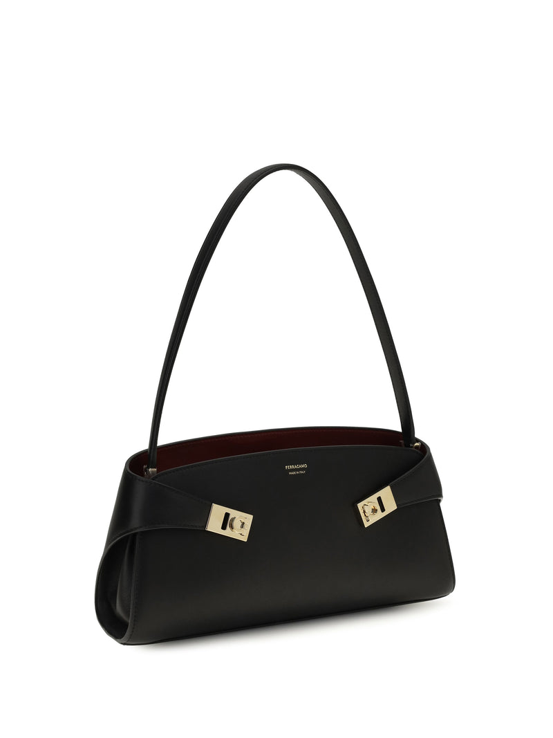 Ferragamo Hug Shoulder Bag — Black Calf Leather Bos Taurus