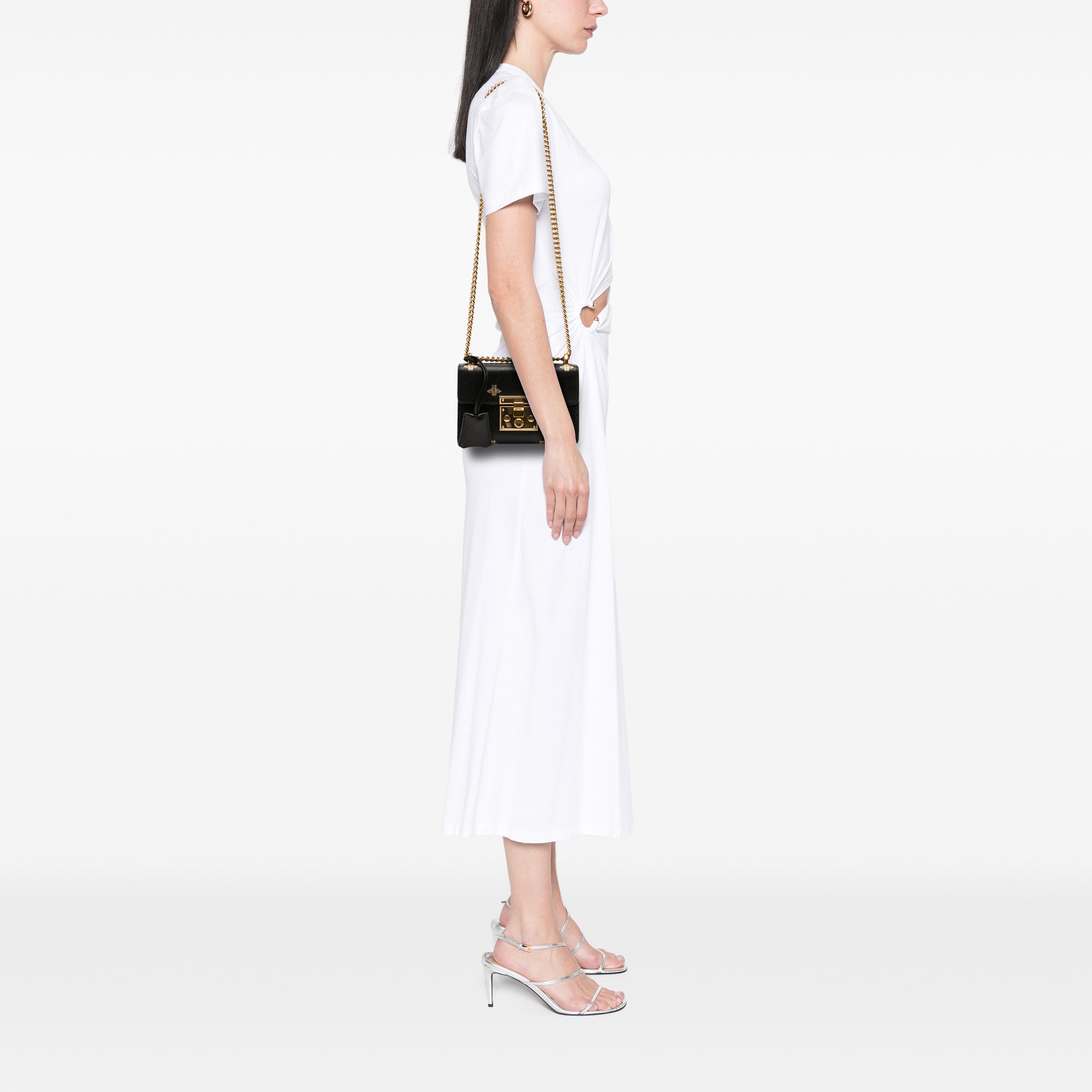 Small Calfskin Bee Star Padlock Crossbody - Image 11