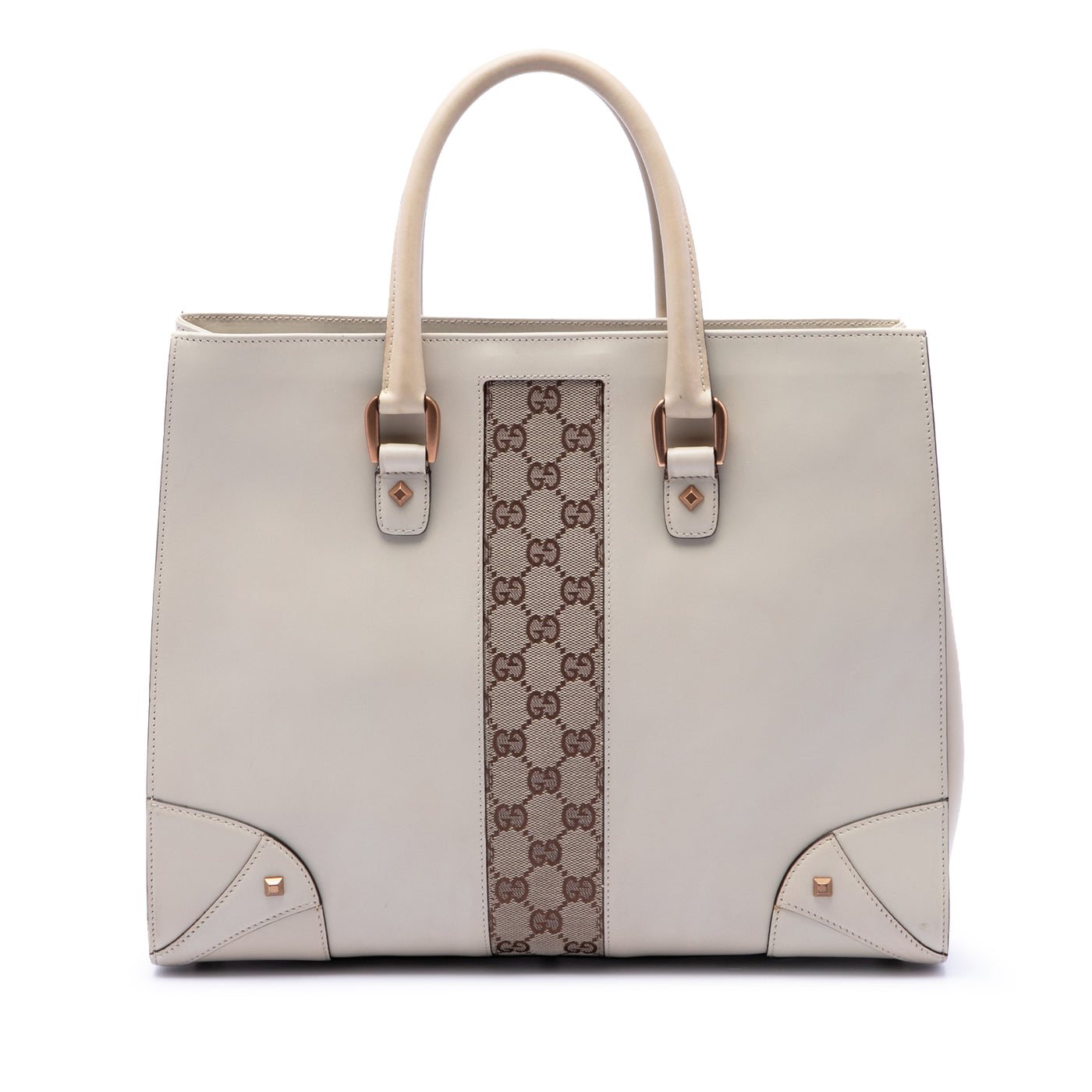 Calfskin and GG Canvas Nailhead Tote - Image 1