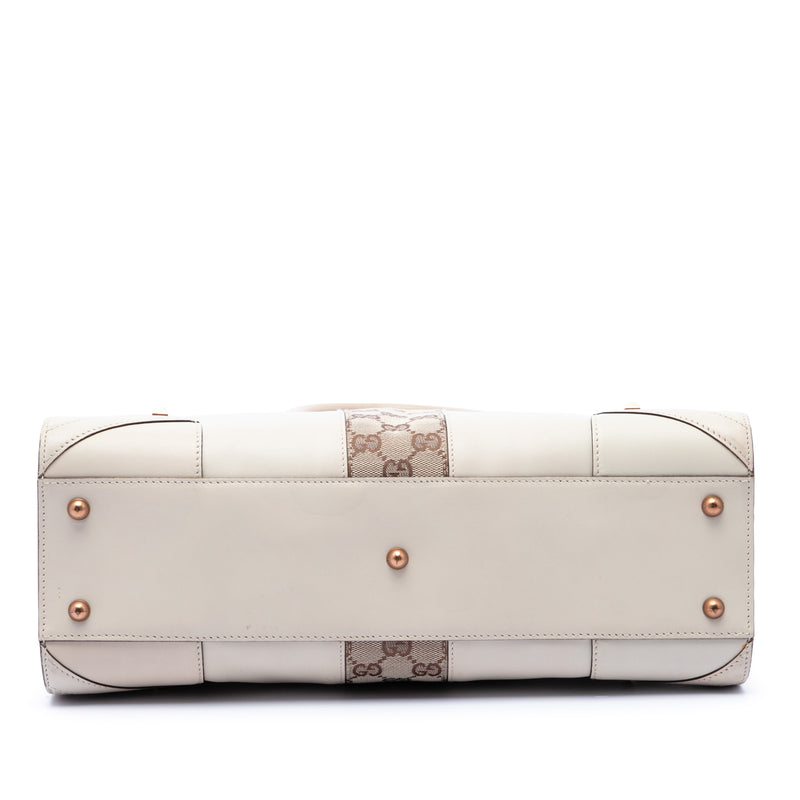 Calfskin and GG Canvas Nailhead Tote - Image 3
