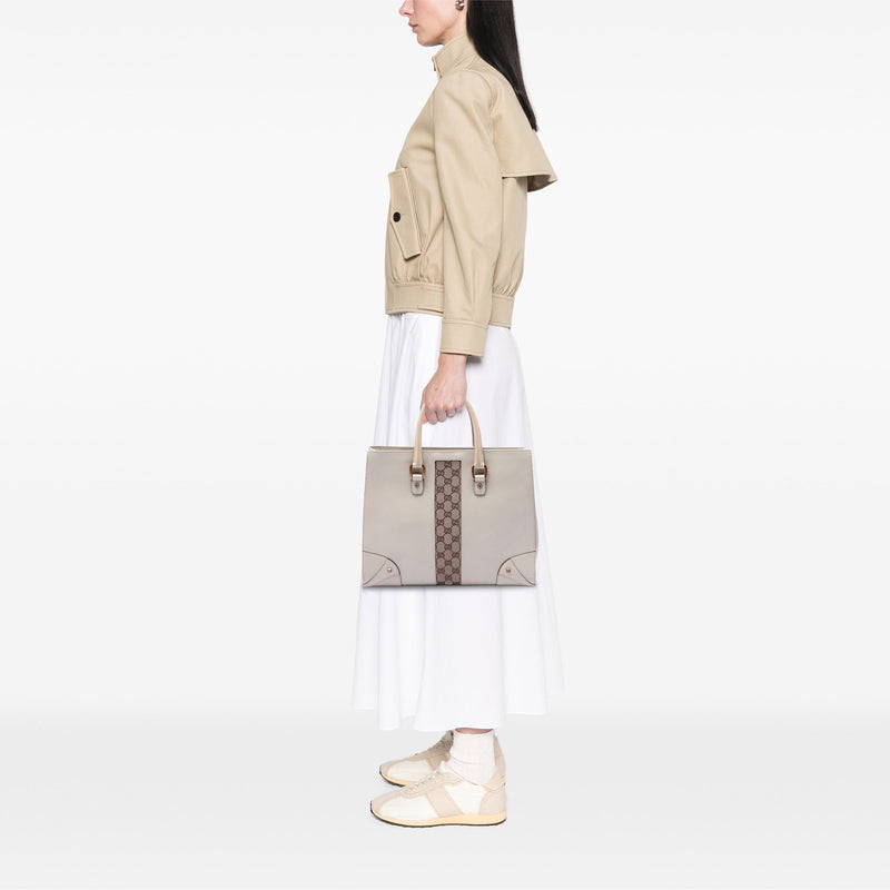 Calfskin and GG Canvas Nailhead Tote - Image 6