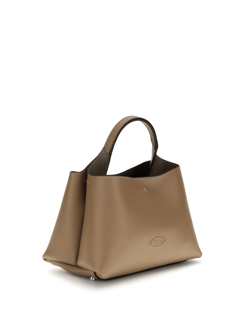 Tods Top Handle Bag — Beige Calf Leather Bos Taurus