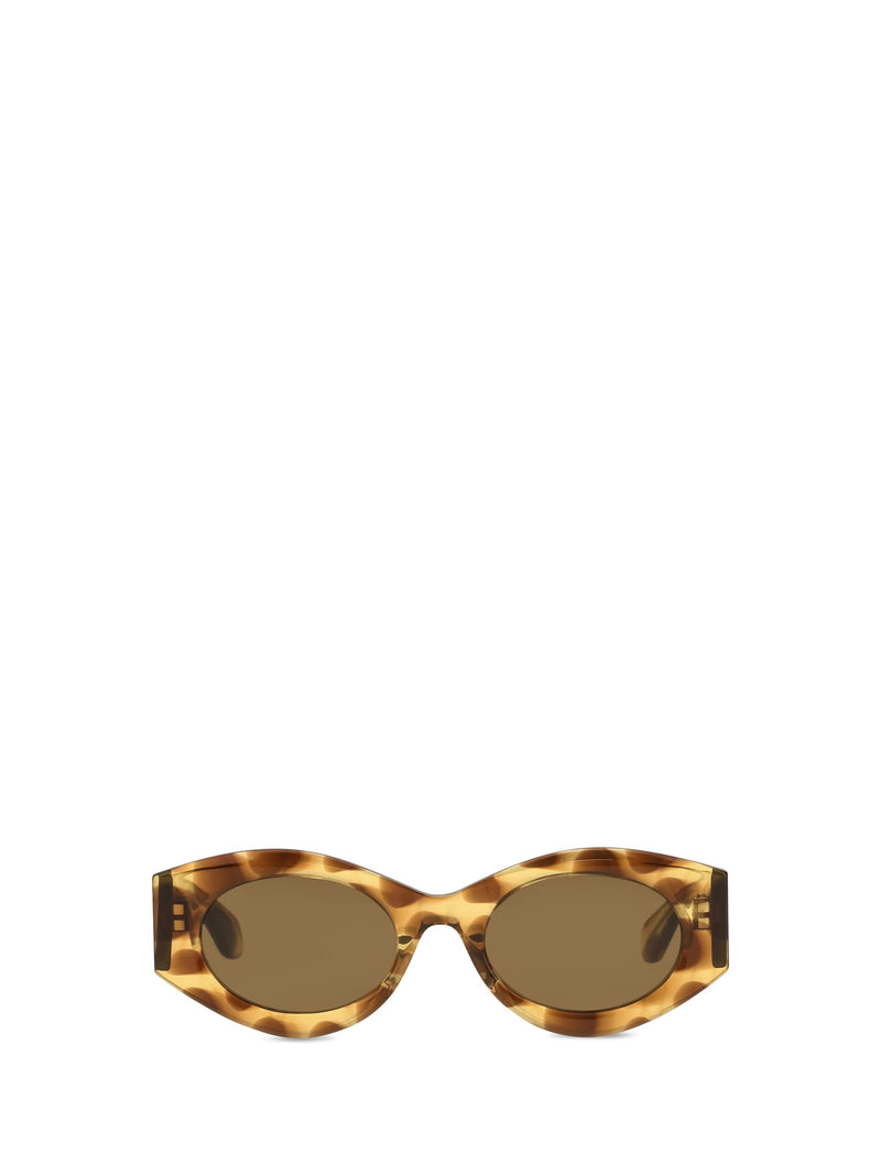 Alaïa Aa0080s006 Oval Acetate Sunglasses — Brown