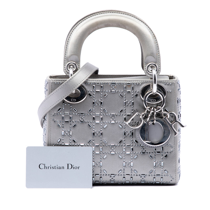 Mini Satin Cannage Crystal Embellished Lady Dior - Image 7