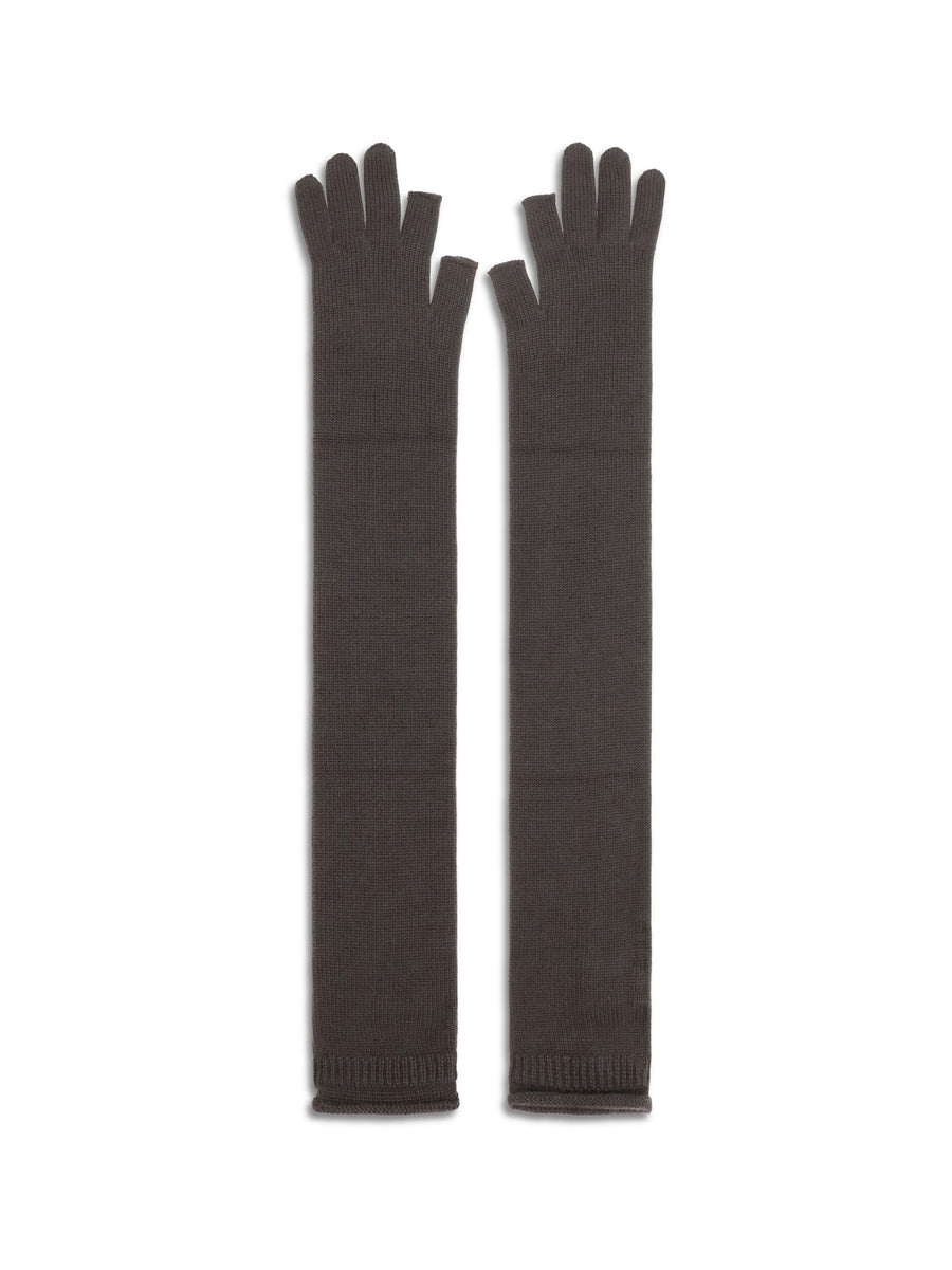 Rick Owens Knit Wool-Blend Gloves — Dark Grey