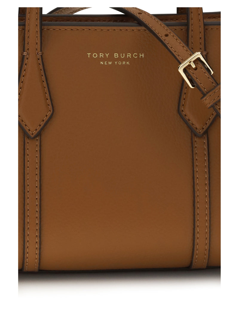 Tory Burch Perry Shoulder Bag — Brown Calf Leather Bos Taurus