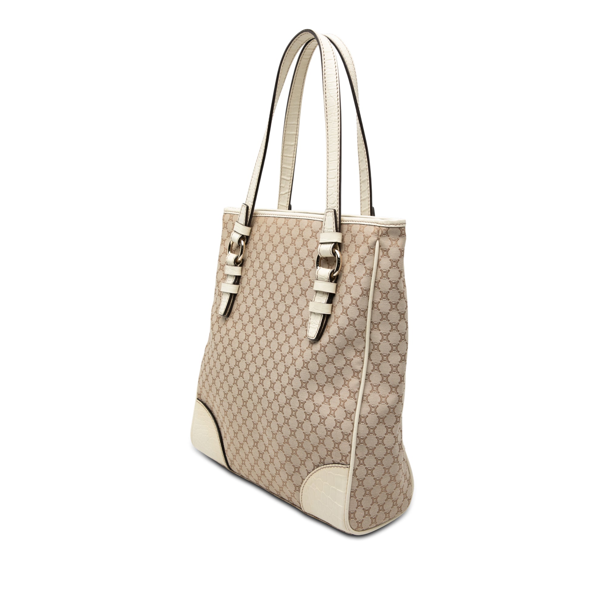 Croc Embossed Leather Trimmed Macadam Canvas Tote - Image 2