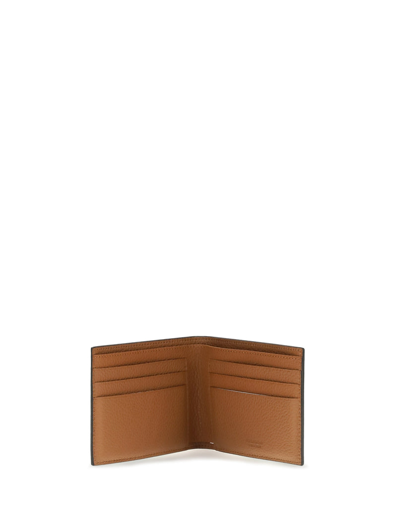 Ferragamo Gancini-Patterned Calfskin Wallet — Gray Calf Leather Bos Taurus