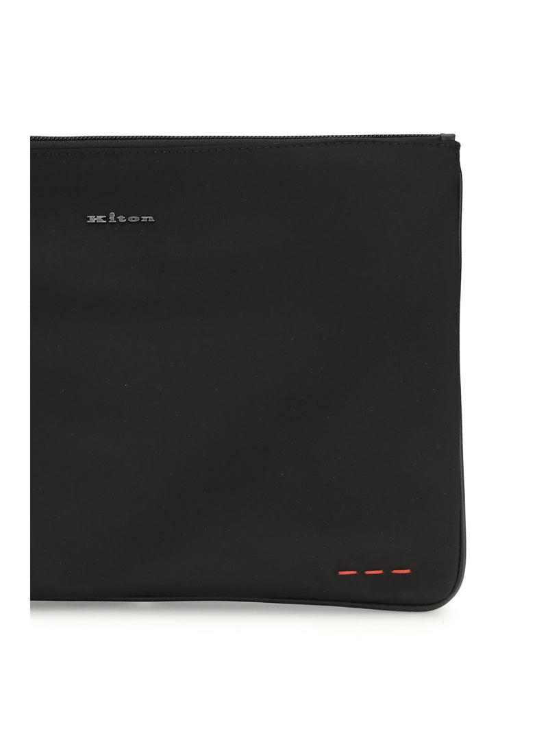 Kiton Nylon Pouch Clutch — Black Wallet