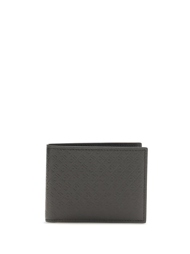 Ferragamo Embossed Logo Calf Leather Wallet — Black