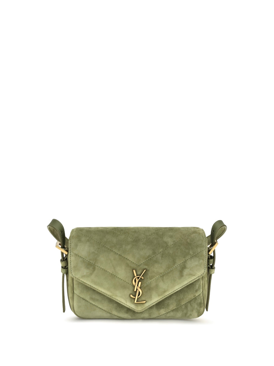 Saint Laurent Loulou Shoulder Bag — Green Suede