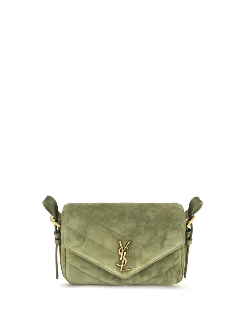 Saint Laurent Loulou Shoulder Bag — Green Suede
