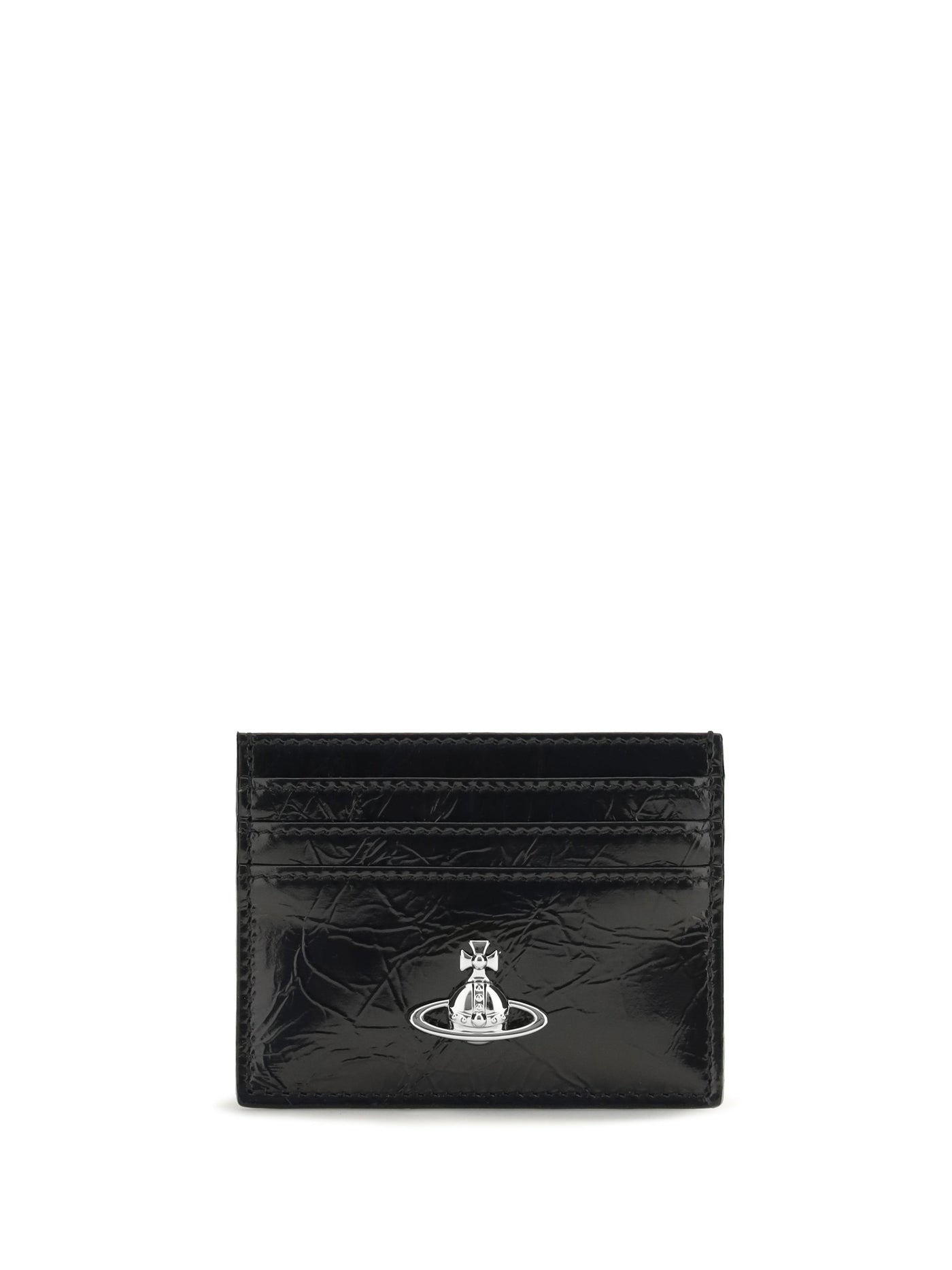 Vivienne Westwood Orb Logo Leather Card Case — Black Calf Bos Taurus Wallet