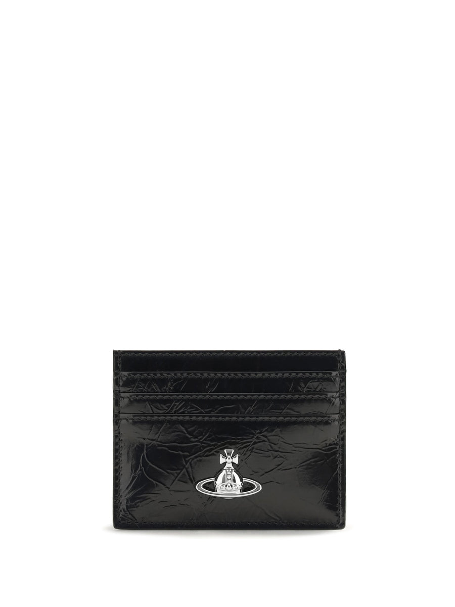 Vivienne Westwood Orb Logo Leather Card Case — Black Calf Bos Taurus Wallet