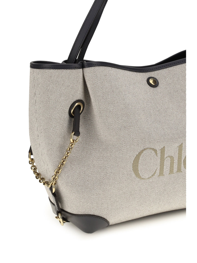 Chloé Canvas Tote Shoulder Bag — Black Cotton