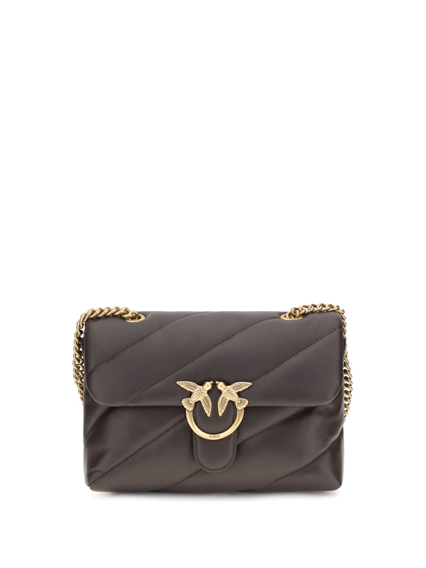 Pinko Love Shoulder Bag — Brown Calf Leather Bos Taurus