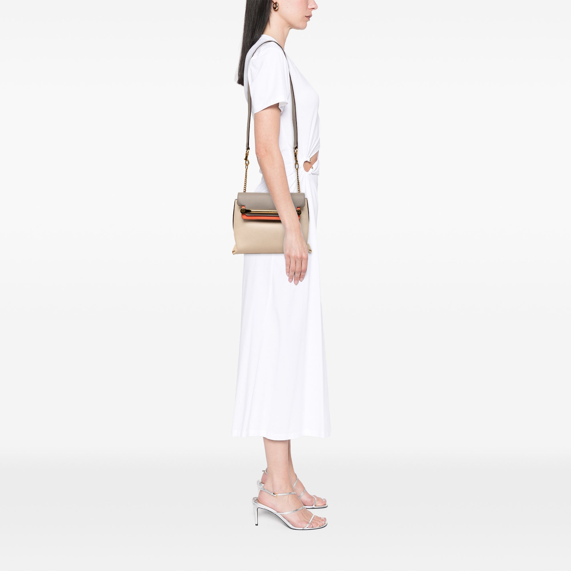 Small Tricolor Leather Clare Crossbody - Image 7