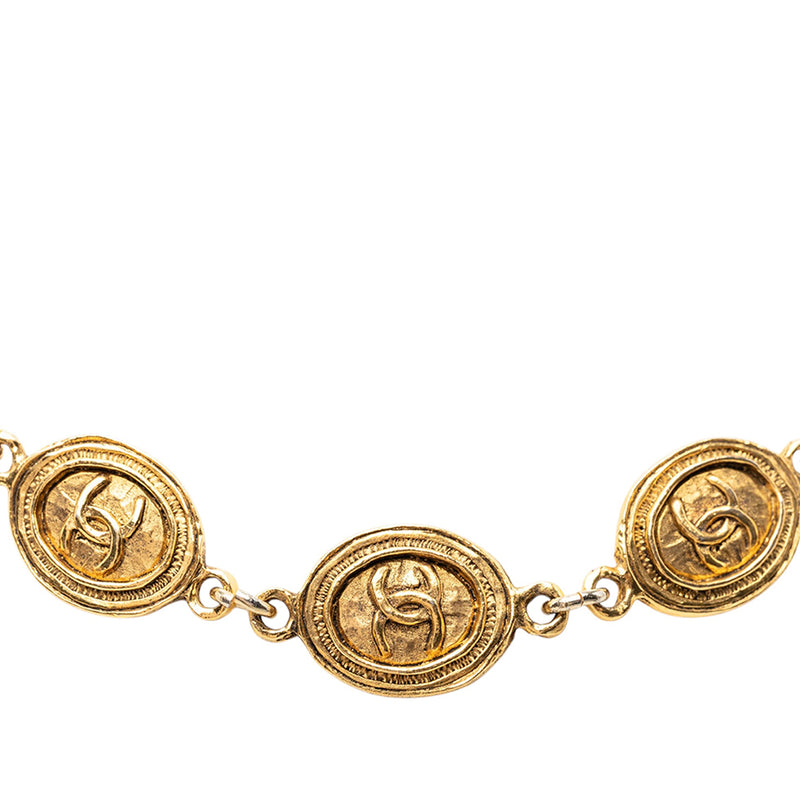 CC Gold Plated Oval Medallion Chain Necklace - Image 3