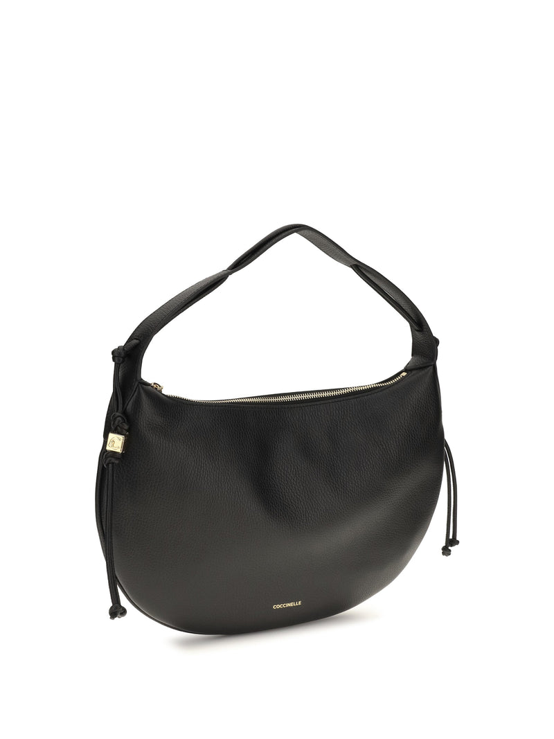 Coccinelle Thess Shoulder Bag — Black Calf Leather