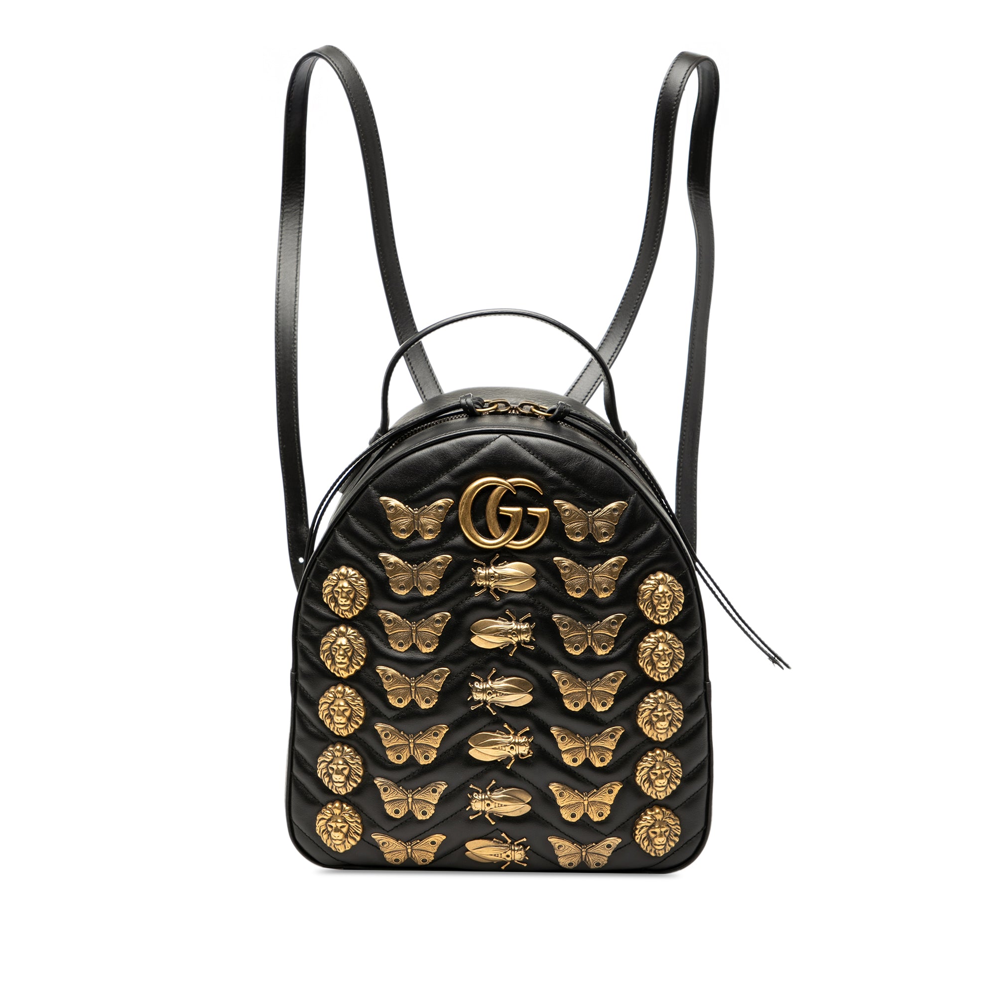 Small GG Marmont Matelasse Leather Animalier Backpack - Image 1