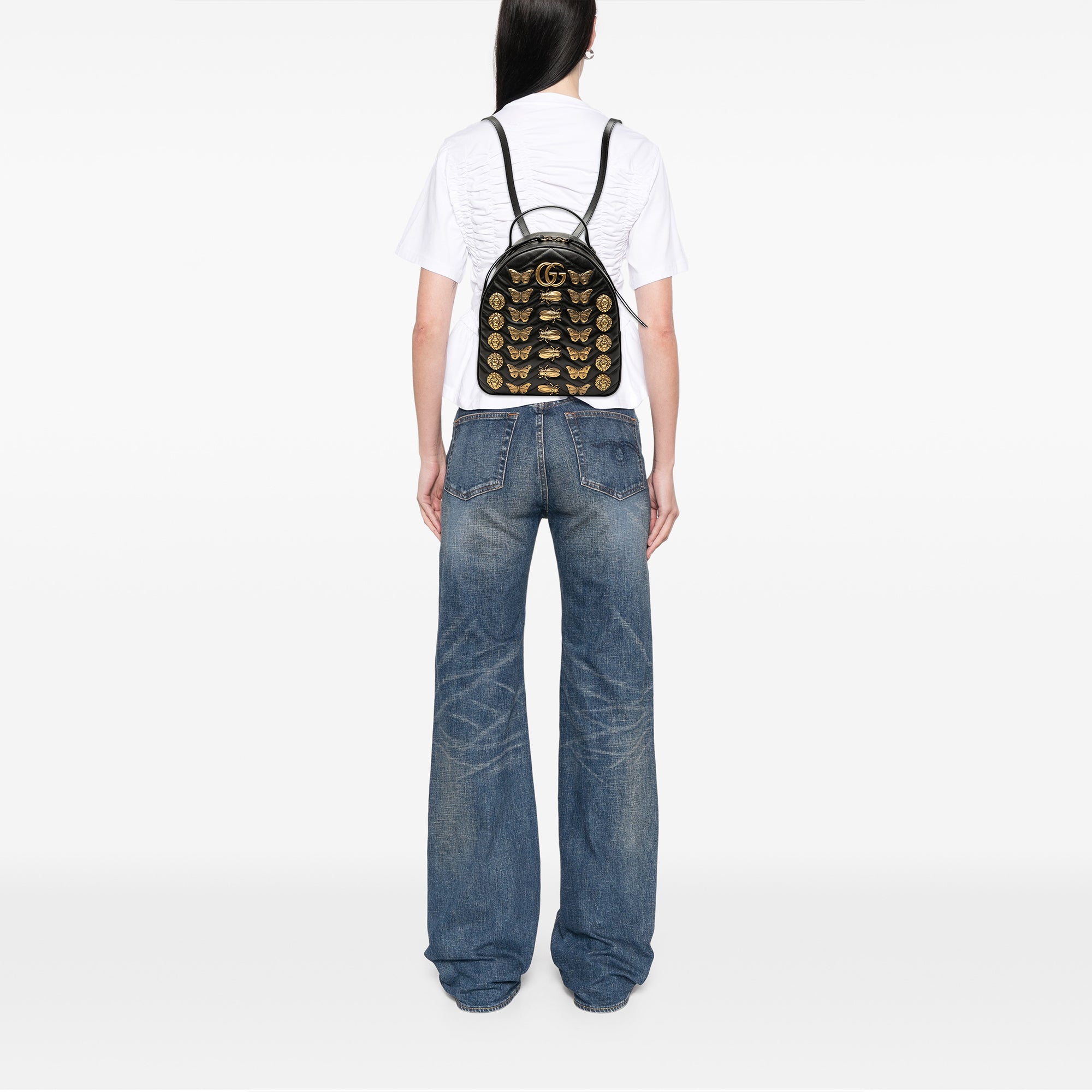 Small GG Marmont Matelasse Leather Animalier Backpack - Image 7