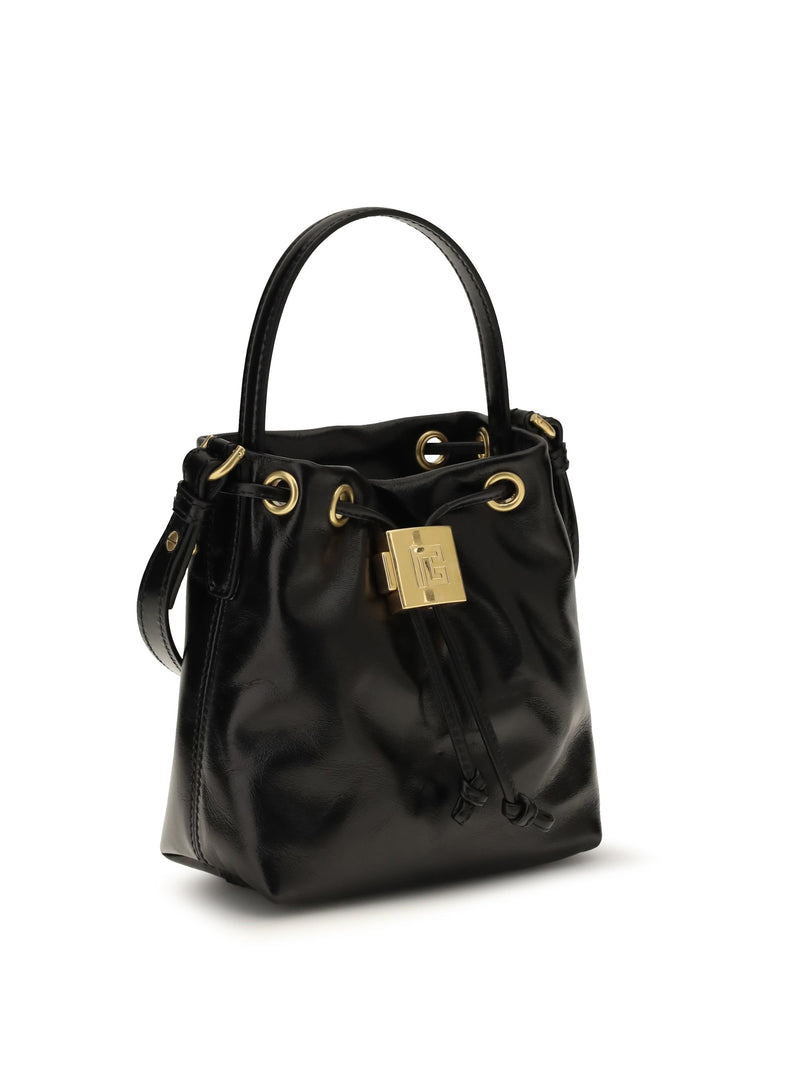 Balmain Pulse Bucket Bag — Black Calf Leather
