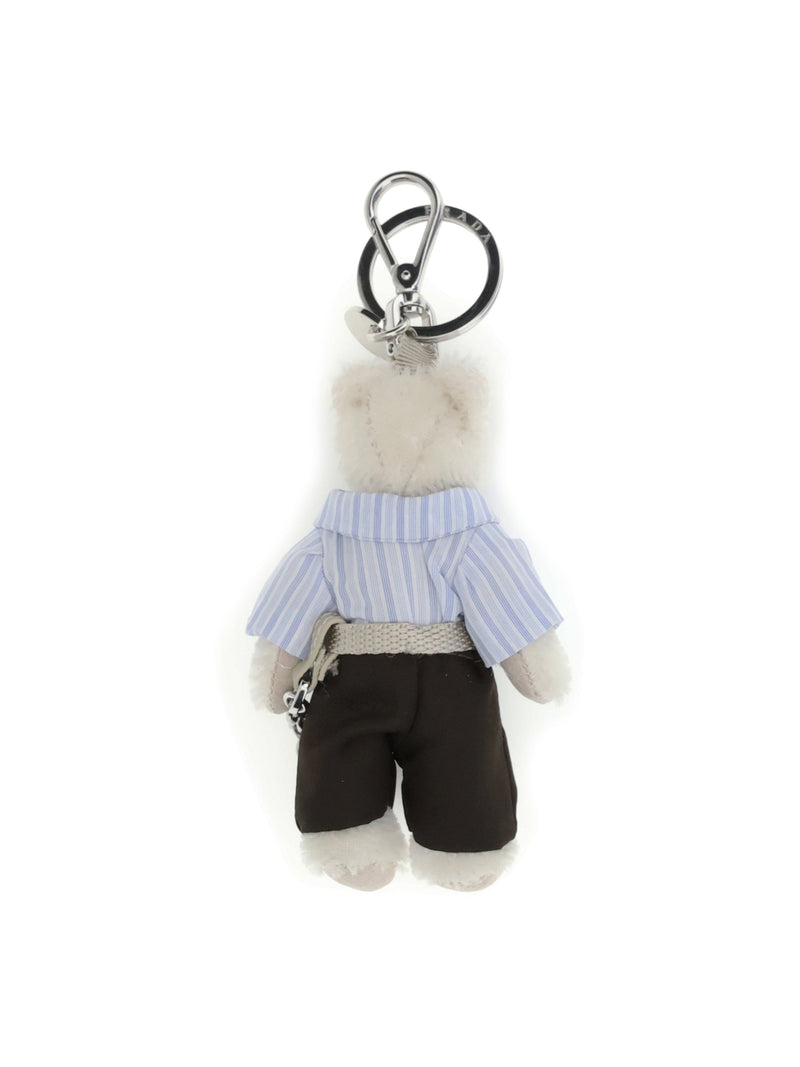 Prada Teddy Plush Cotton Key Case — White Keychains