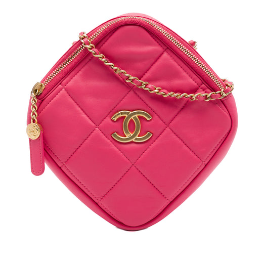 CC Quilted Lambskin Diamond Clutch with Chain - Image 1