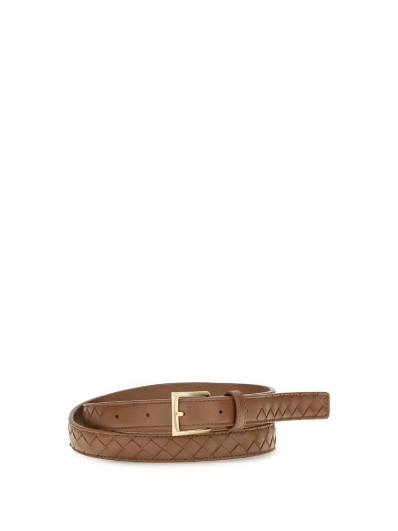 Bottega Veneta Intrecciato Woven Lamb Belt — Brown (ovis Aries)
