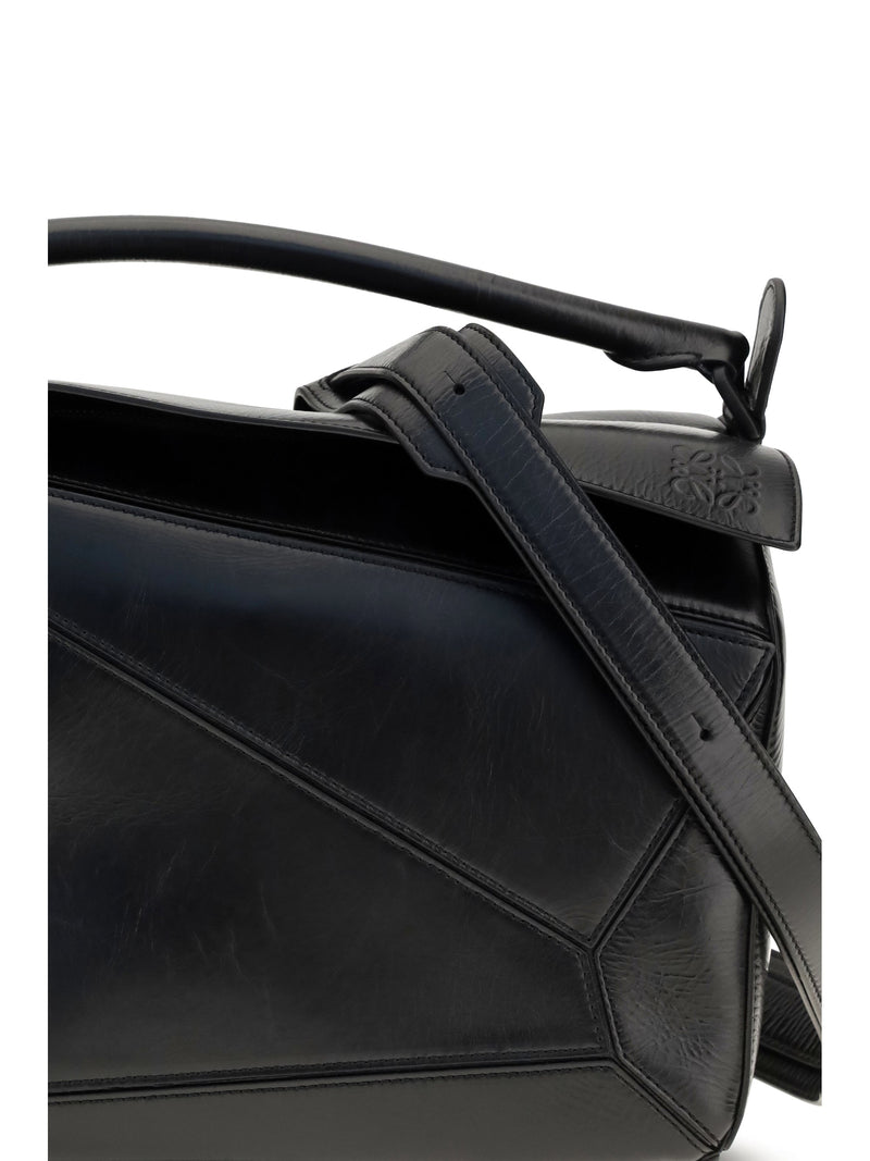 Loewe Puzzle Top Handle Bag — Black Calf Leather