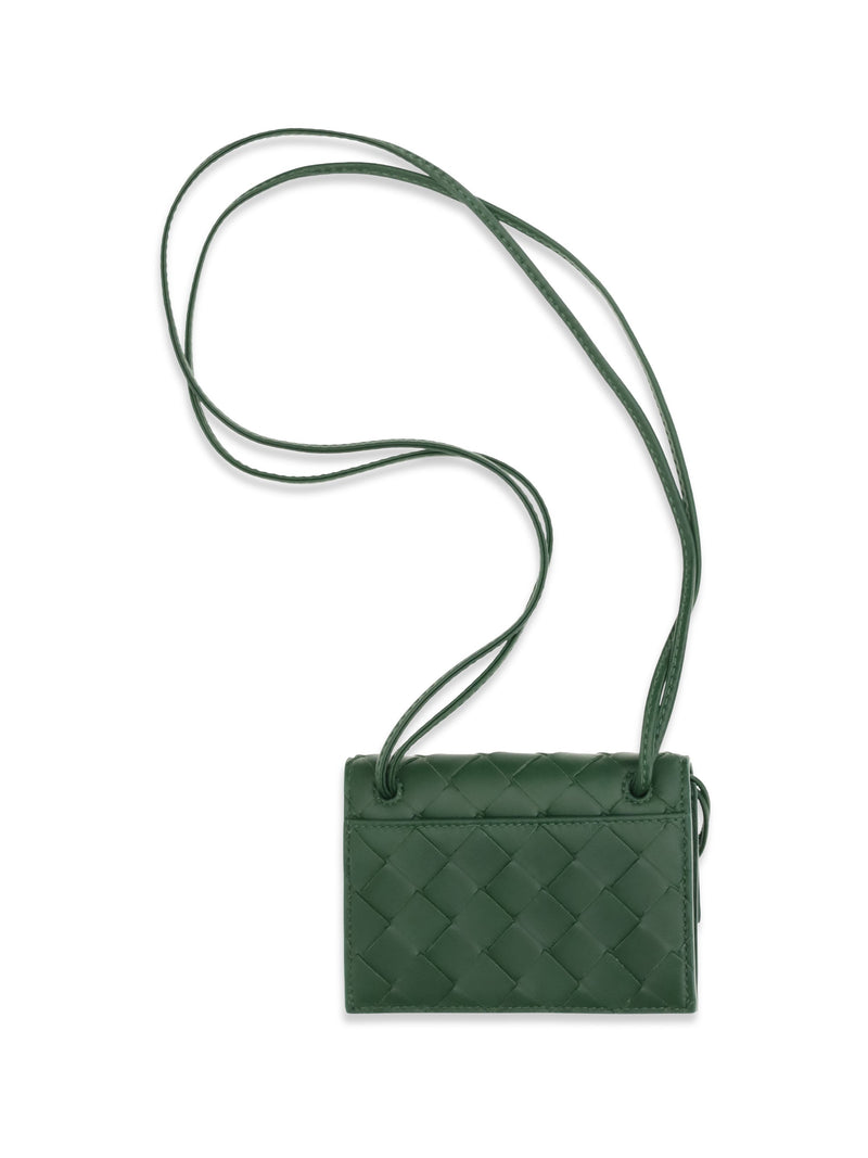 Bottega Veneta Andiamo Card Case — Green Lamb Leather Cases