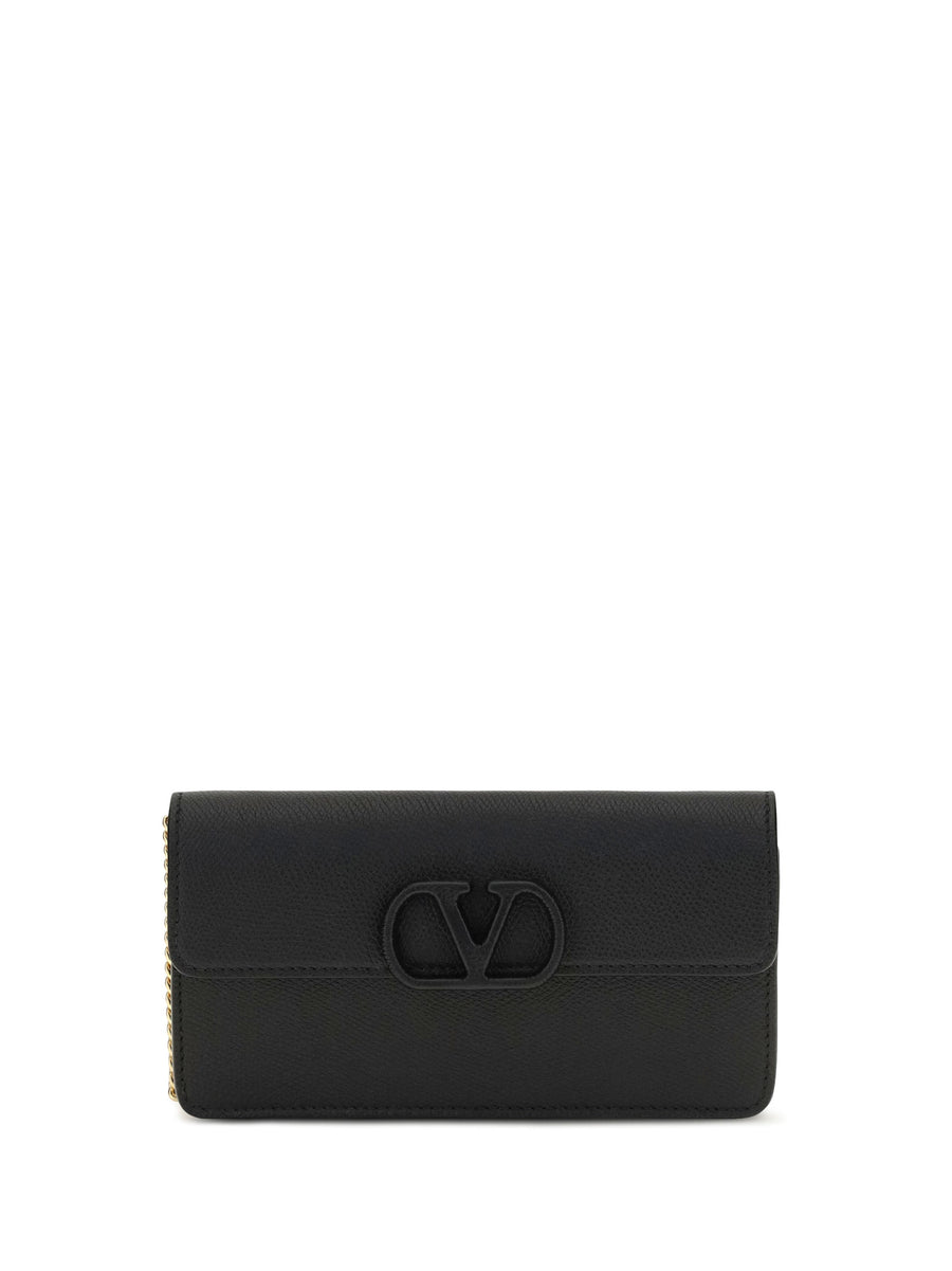 Valentino Garavani Wallet — Black Calf Leather Bos Taurus