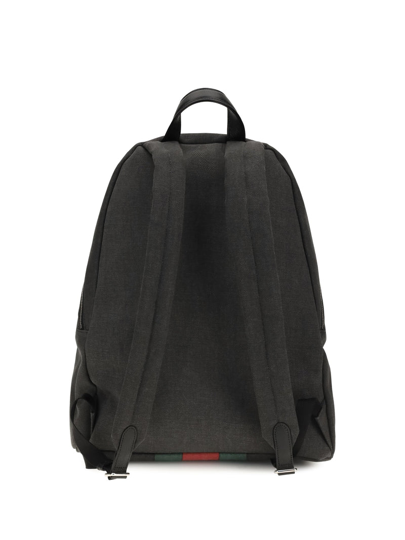 Gucci Web Backpack — Black Fabric