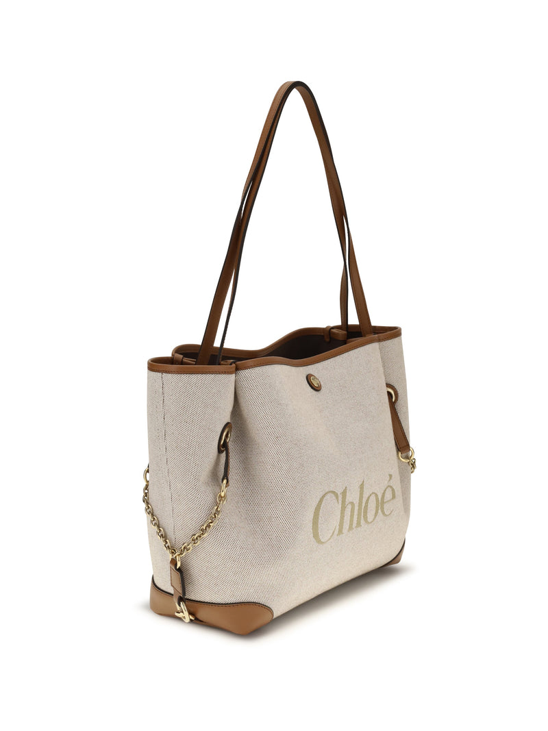 Chloé Clover Shoulder Bag — Brown Cotton