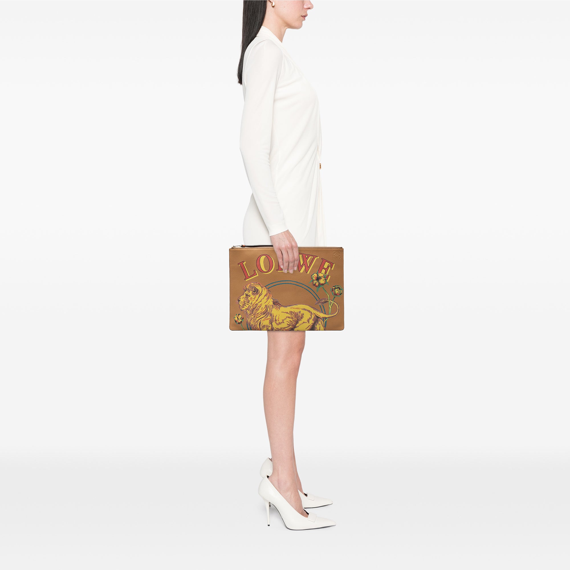 Paulas Ibiza Leather Lion and Floral Print Clutch - Image 7