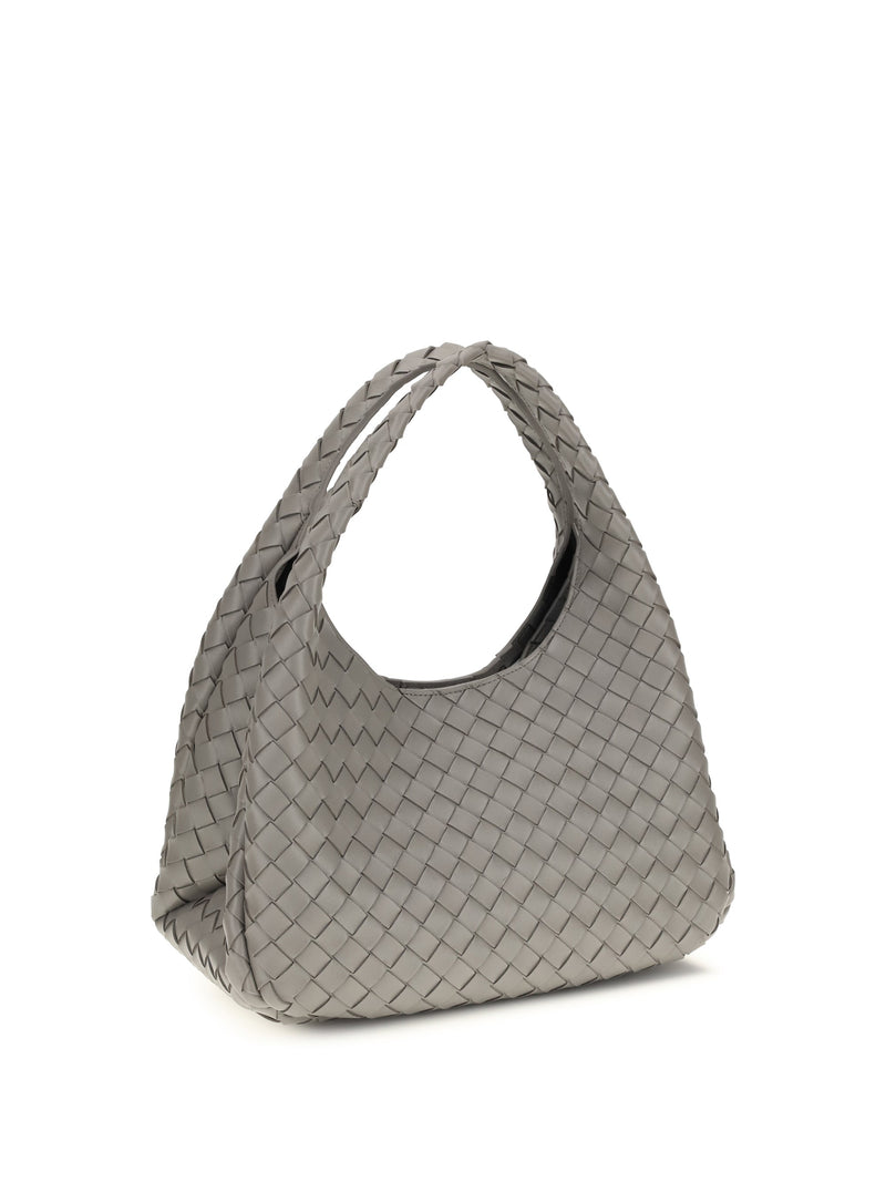 Bottega Veneta Campana Shoulder Bag — Gray Lambskin