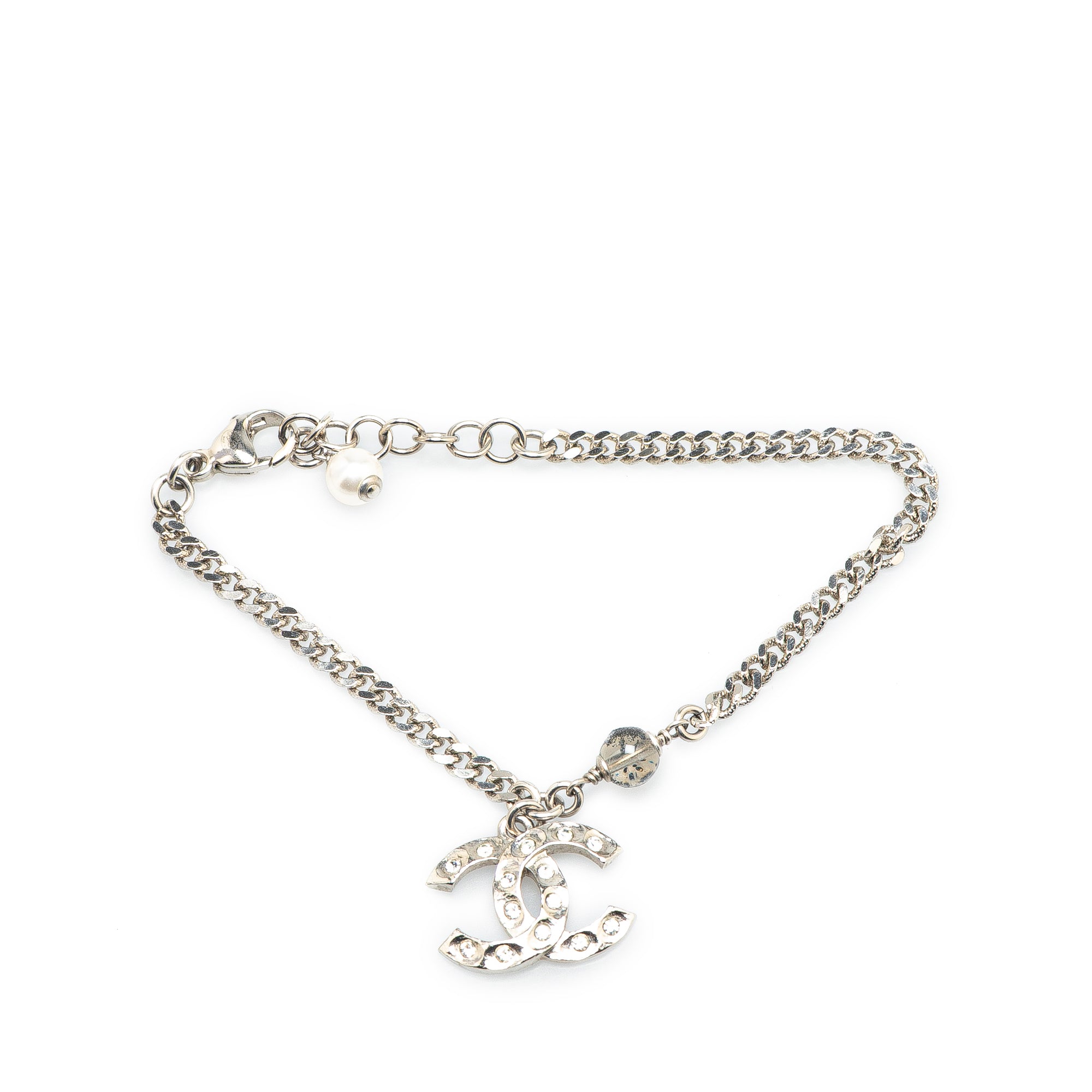 Silver CC Rhinestones Charms Bracelet - Image 1