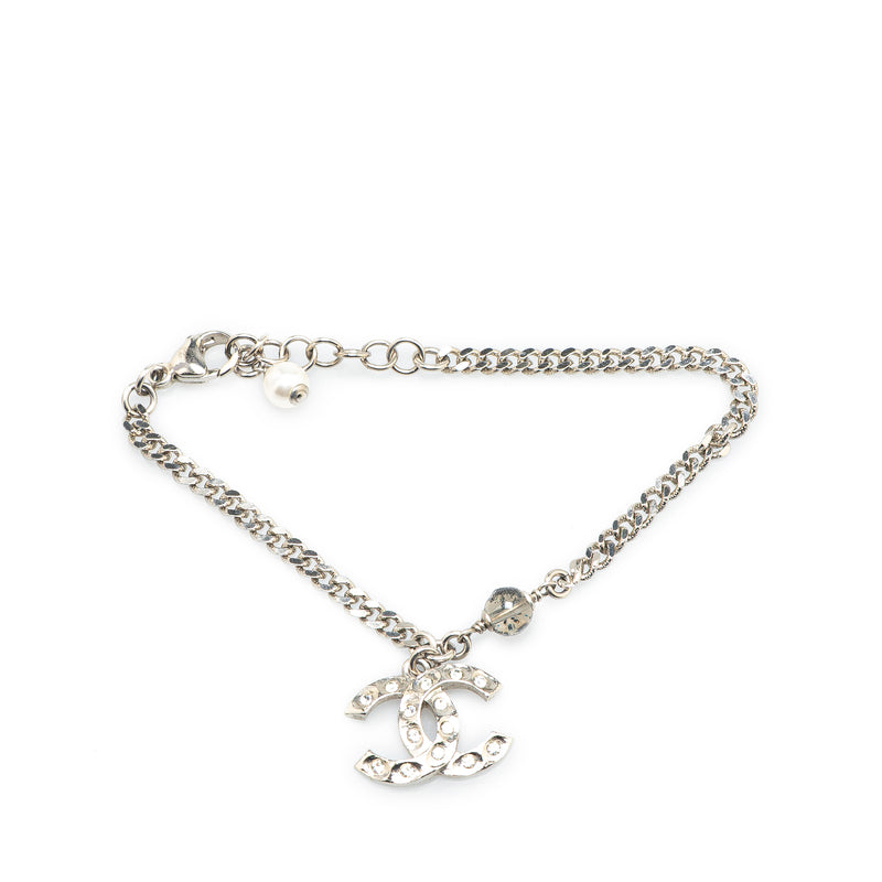 Silver CC Rhinestones Charms Bracelet