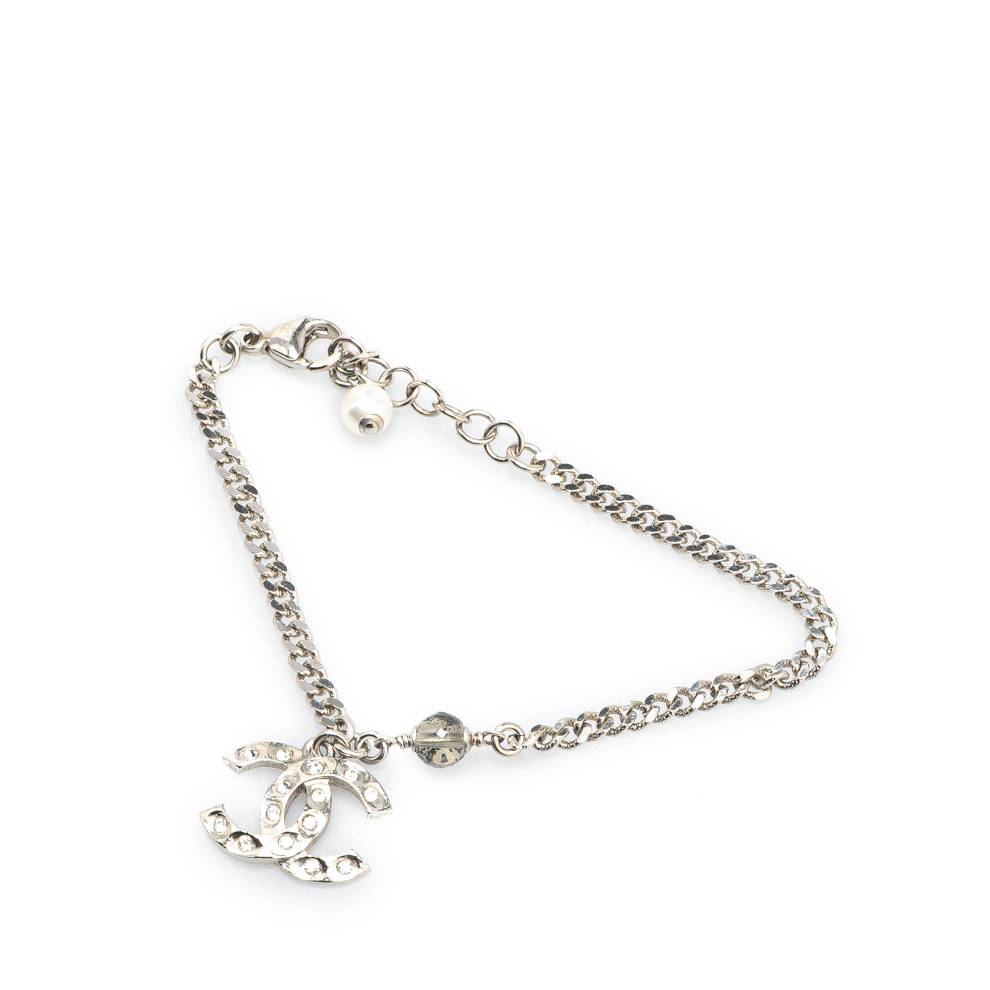 Silver CC Rhinestones Charms Bracelet - Image 2